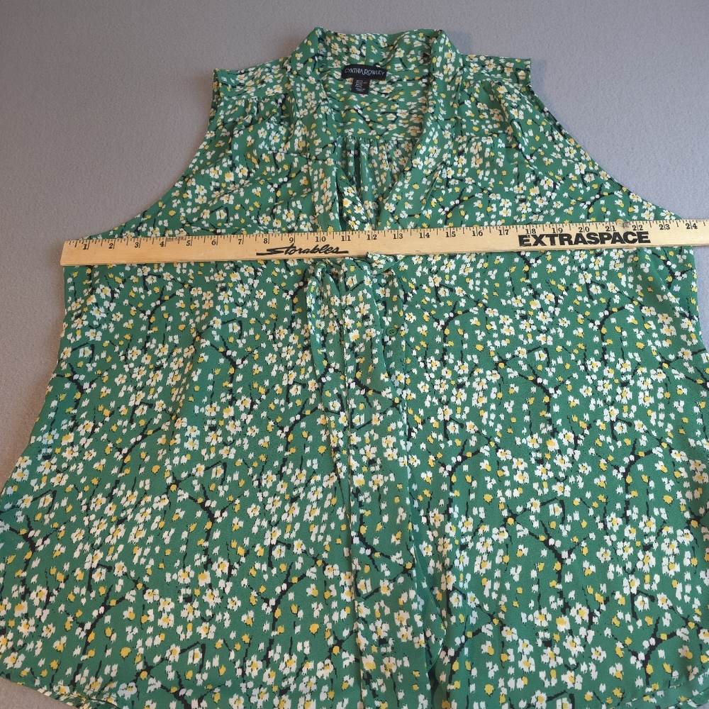 Cynthia Rowley Green Floral Women's Sleeveless Top XL - Picture 5 of 8